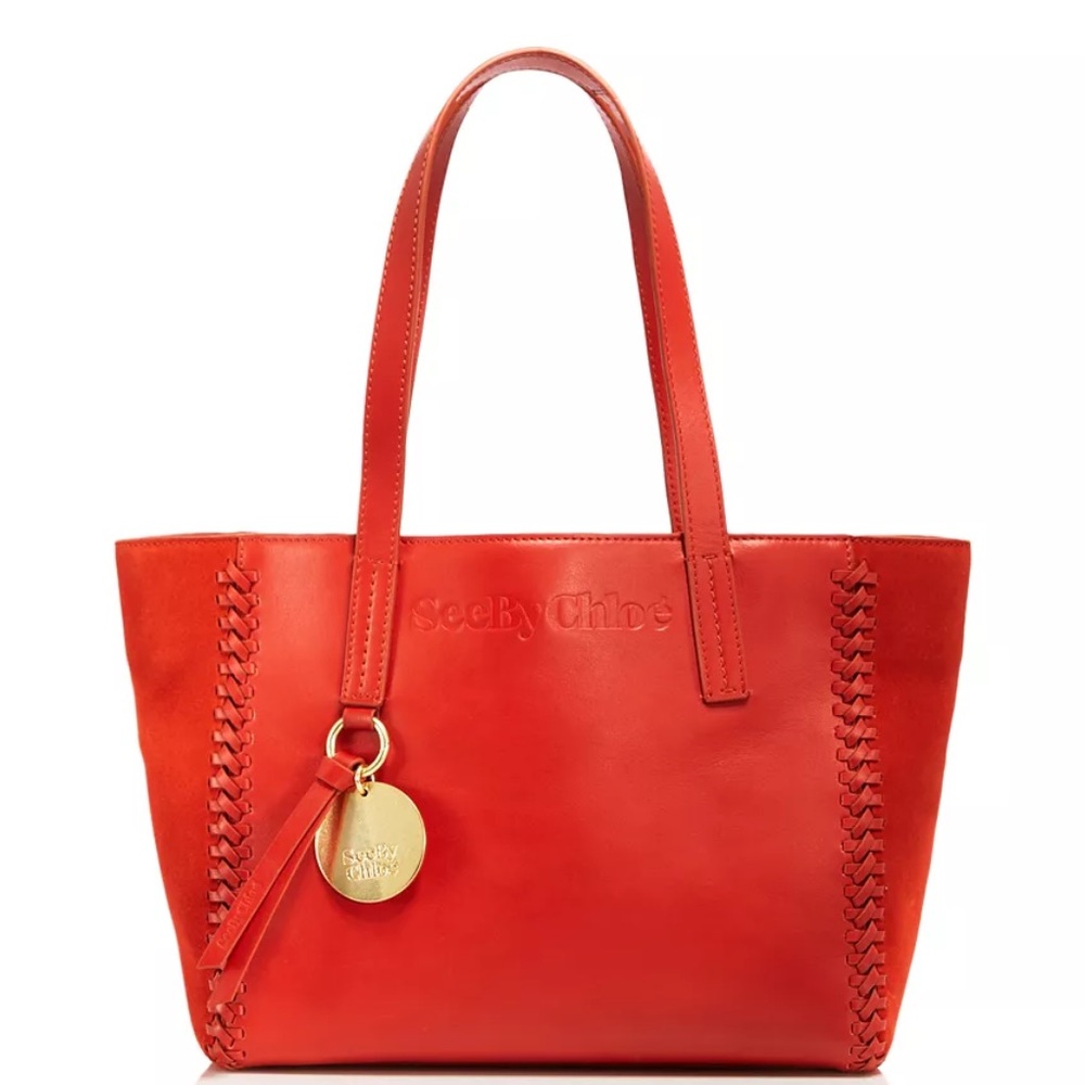 See by Chloé Tilda medium leather tote bag in a red with dustbag NWT
